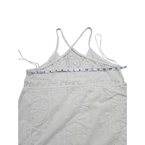 Zara Women's Ivory Boho Knit Embroidered Sleeveless Mini Dress Size S - Picture 9 of 11
